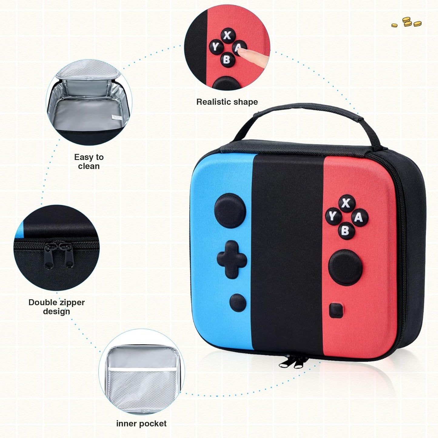 Game Lunch Box for Kids with Thermo, 9 OZ Stainless Food Jar & Insulated Lunch Bag, BPA-Free Kids Lunch Bento Box with Sauce Cup, Leakproof Lunch Box Set for Boys & Girs, School, Travel