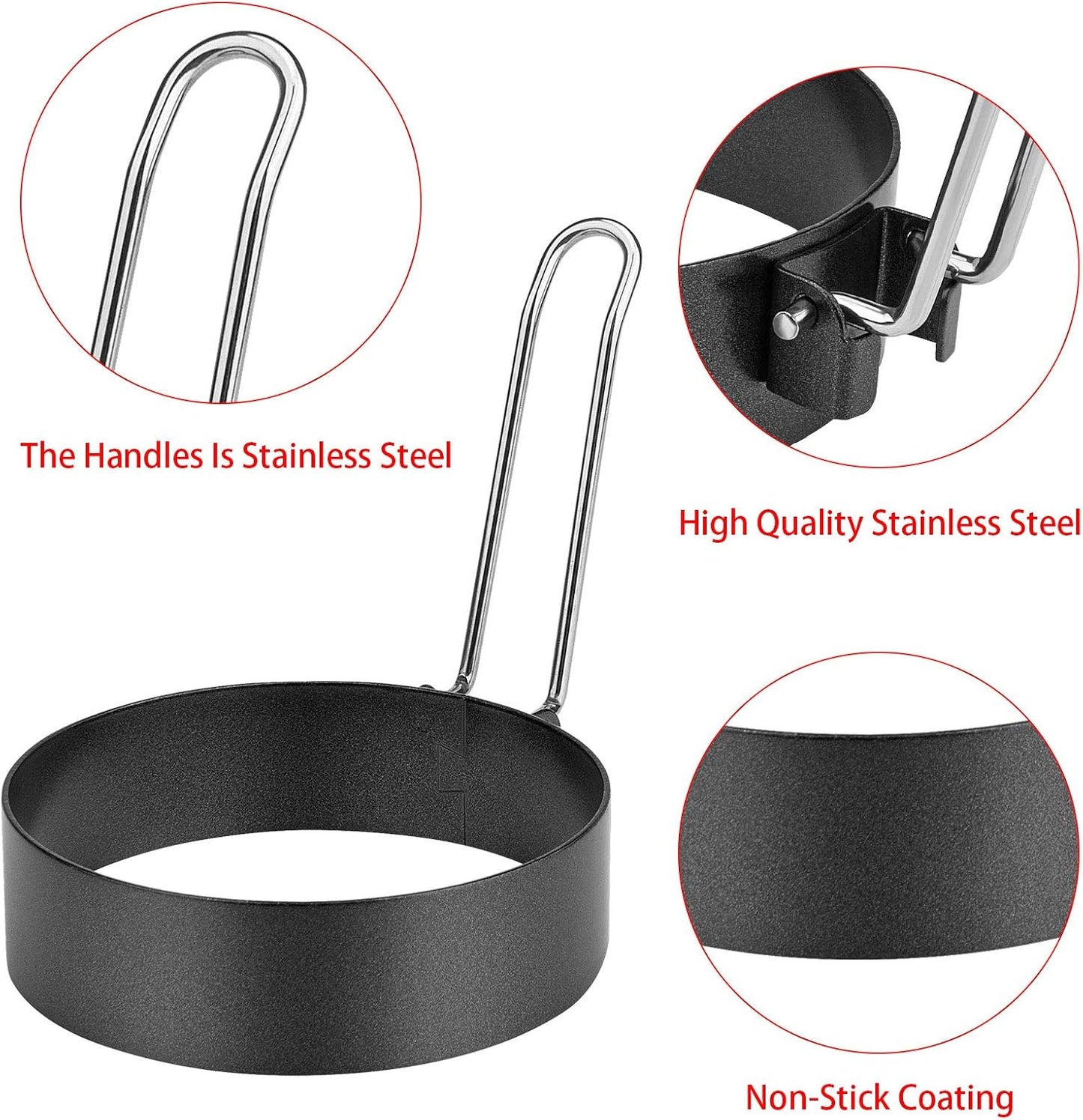 6 Pack Egg Ring, Stainless Steel Round Egg Cooking Rings Non-Stick Frying Egg Maker Molds