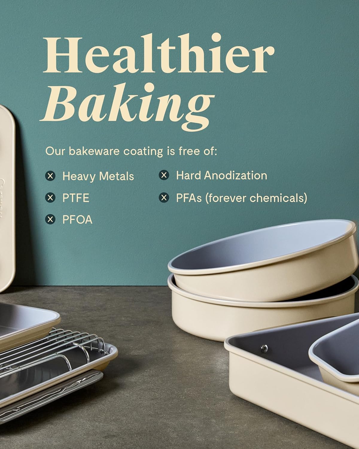 Caraway Non-Stick Ceramic 9”x13” Rectangle Pan Duo - Naturally Slick Ceramic Coating - Non-Toxic, PTFE & PFOA Free - Perfect for Brownies, Lasagnas, and More - Gray