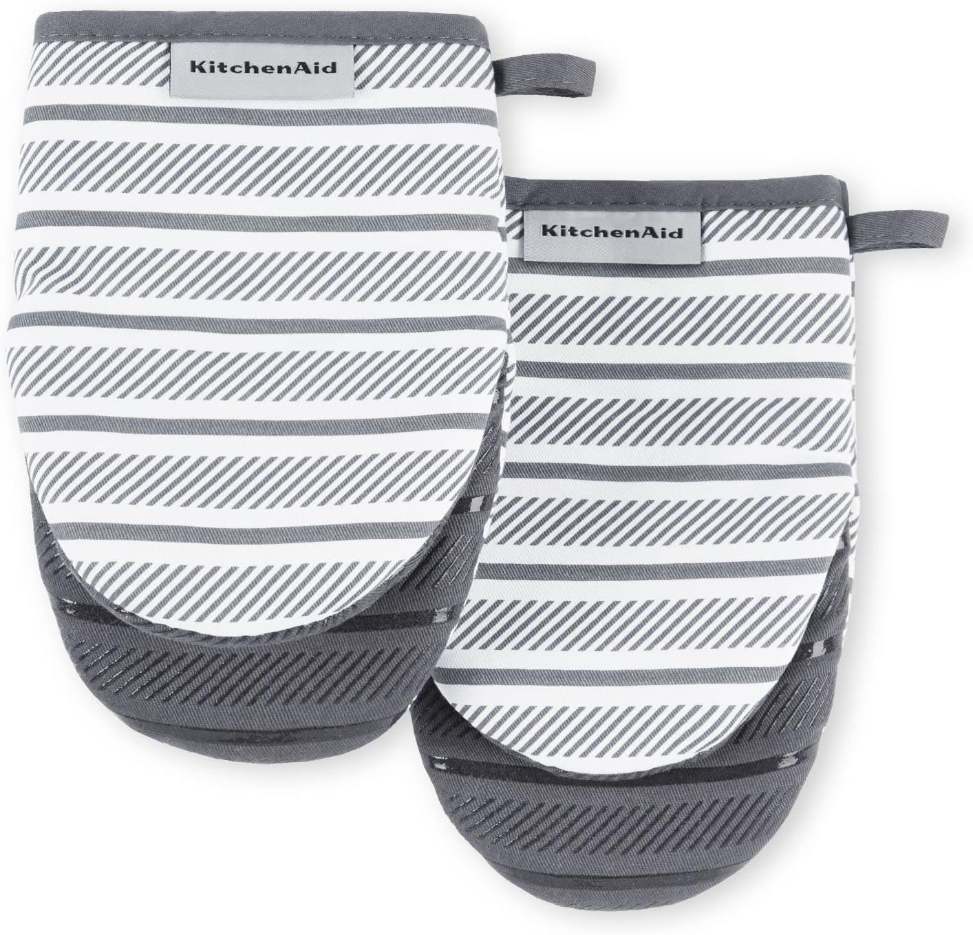 KitchenAid Albany Mini Oven Mitt 2-Pack Set, Charcoal Grey, 5.5"x8"
