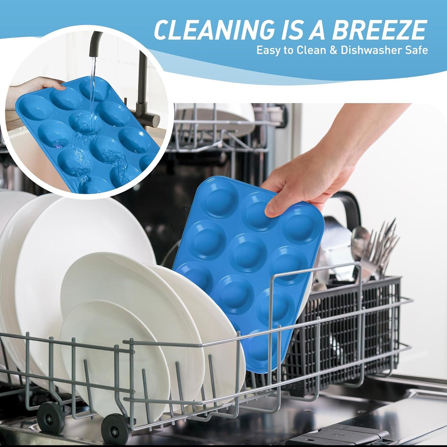 2 Pack 12 Cups Silicone Muffin Pan with Metal Reinforced Frame Regular Size Silicone Molds Cupcake Cake Baking Pans Cookie Baking Chocoflan Cupcake Mold Muffin Tin Tart Pans Necessities Cookware