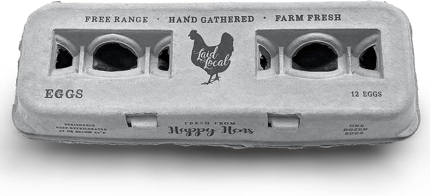 250 Egg Cartons- Bulk Value Bundle- Adorable Printed Design for Farm Fresh Eggs, Recycled Paper Cardboard, Sturdy & Reusable, Holds up to XL Chicken Eggs