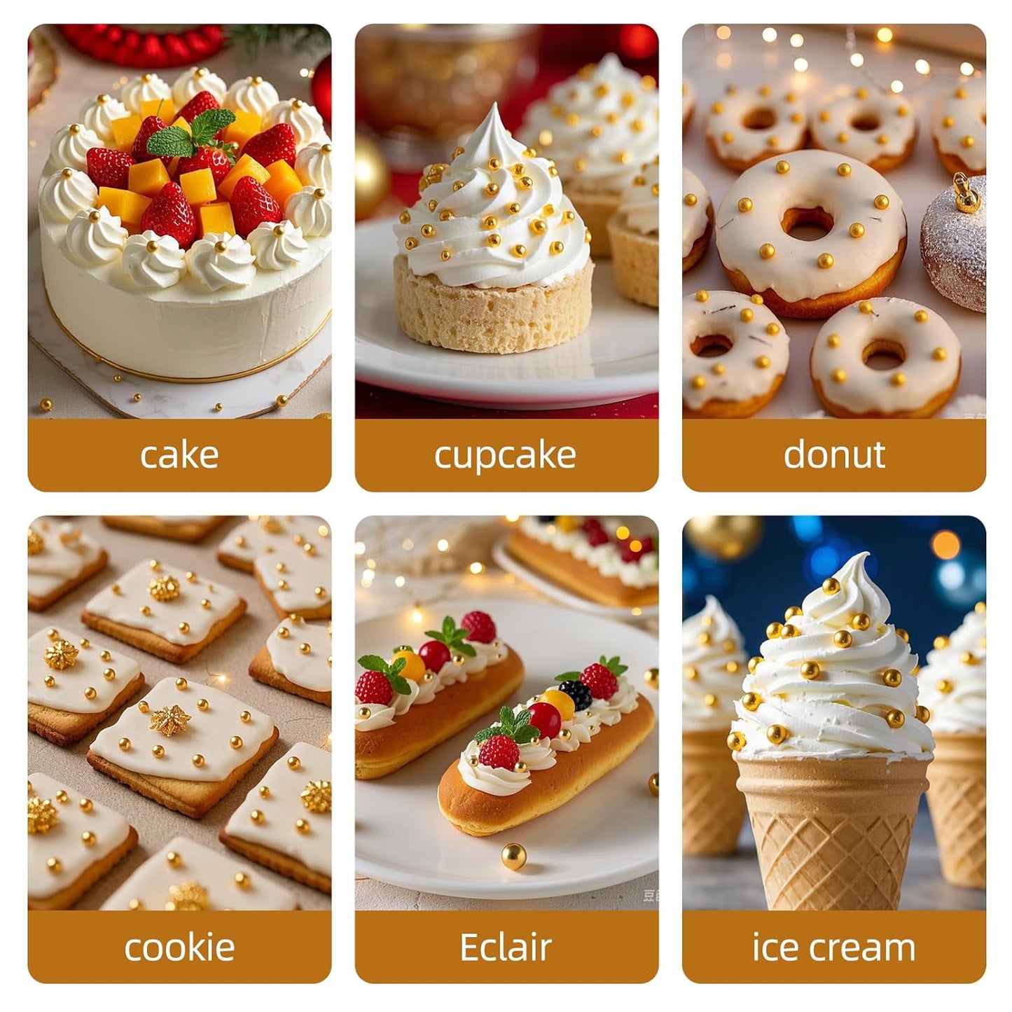 Gold Pearl Sprinkles,Candy Pearls for Baking,Sprinkle Mix Size,Edible Sugar Cake Decorations,Cupcake Toppers,Cookie Decorating,Donuts Ice Cream Decorating,Wedding Birthday Party Valentines Christmas Supplies,130g/4.58oz