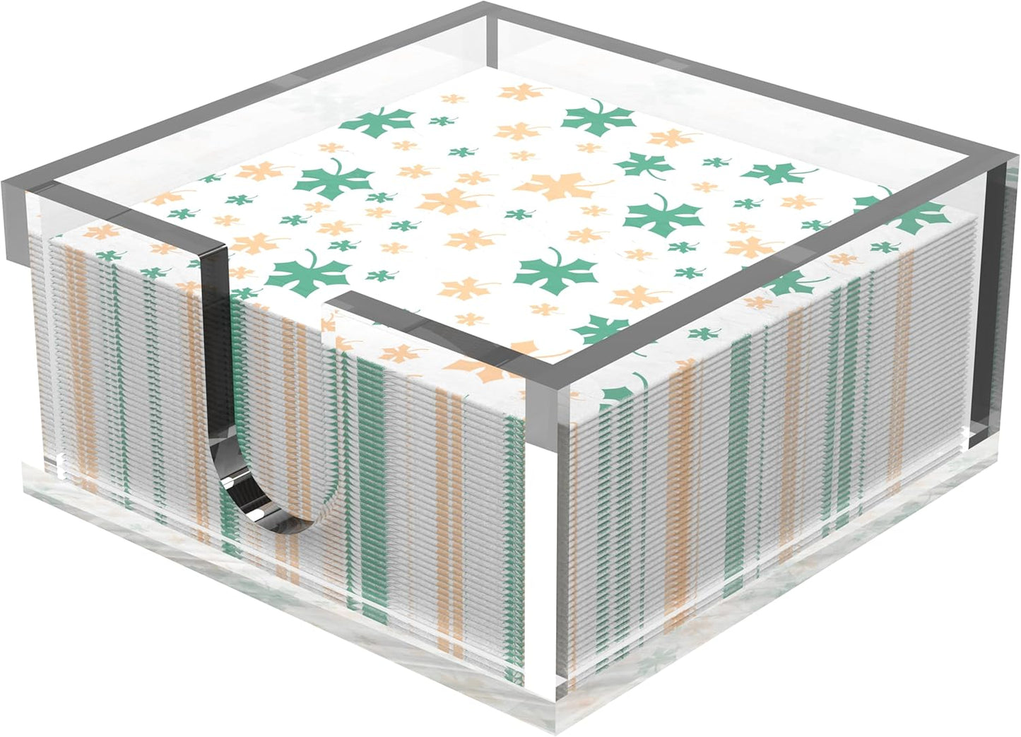 Rubtlamp 1Pcs Acrylic Cocktail Napkin Holder - 0.27Inch Thickness Bathroom Napkins Holder - Square Tissue Dispenser - Luncheon Napkins Holder for Table and Kitchen (Clear, 5.5”X5.5”X2.5”)