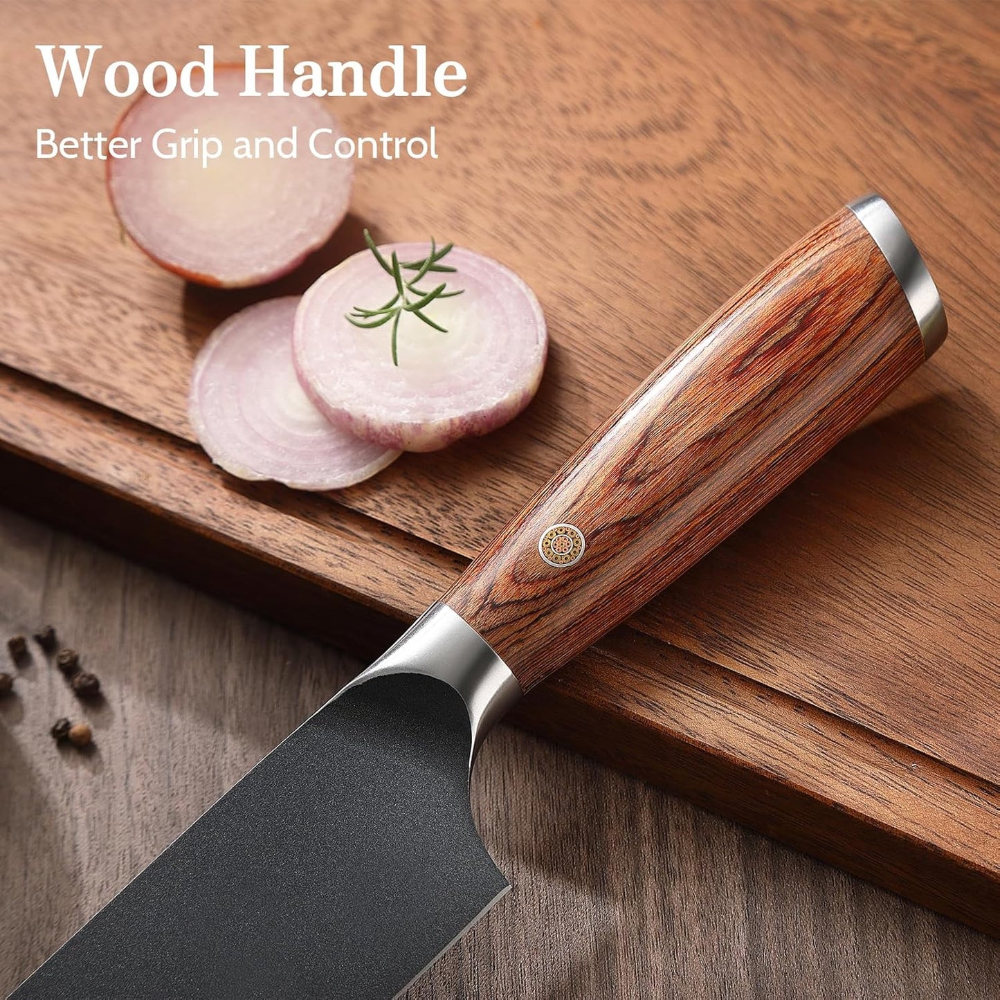 Kitchen Knife Set with Magnetic Holder, 4 Pieces Japanese High Carbon Stainless Steel Chef Cooking Knife Set, Ultra Sharp Professional Chef Santoku Utility Knives (Black)