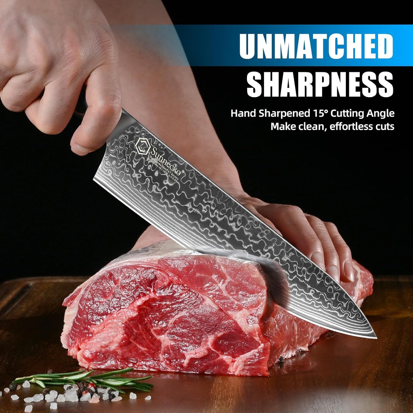 Sunnecko Kitchen Knife Set 3 Piece Chef Knife Set Professonal, Damascus Steel Kitchen Knives Sharp, Gift Box