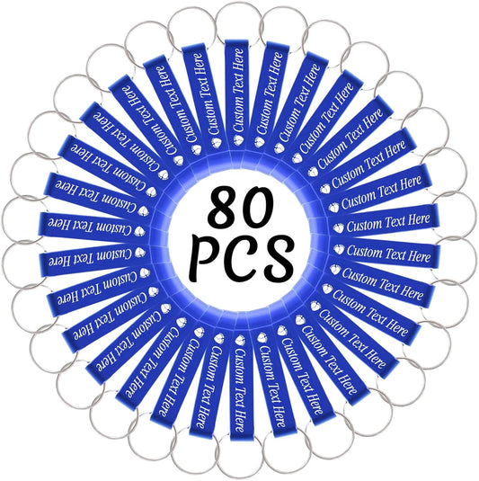 80PCS Personalized Bottle Opener Keychain Bulk Custom Beer Bottle Opener with Logo Text Engraved Wedding Bottle Opener Favors Customized Gifts for Guests Baby Shower Birthday Party-Blue