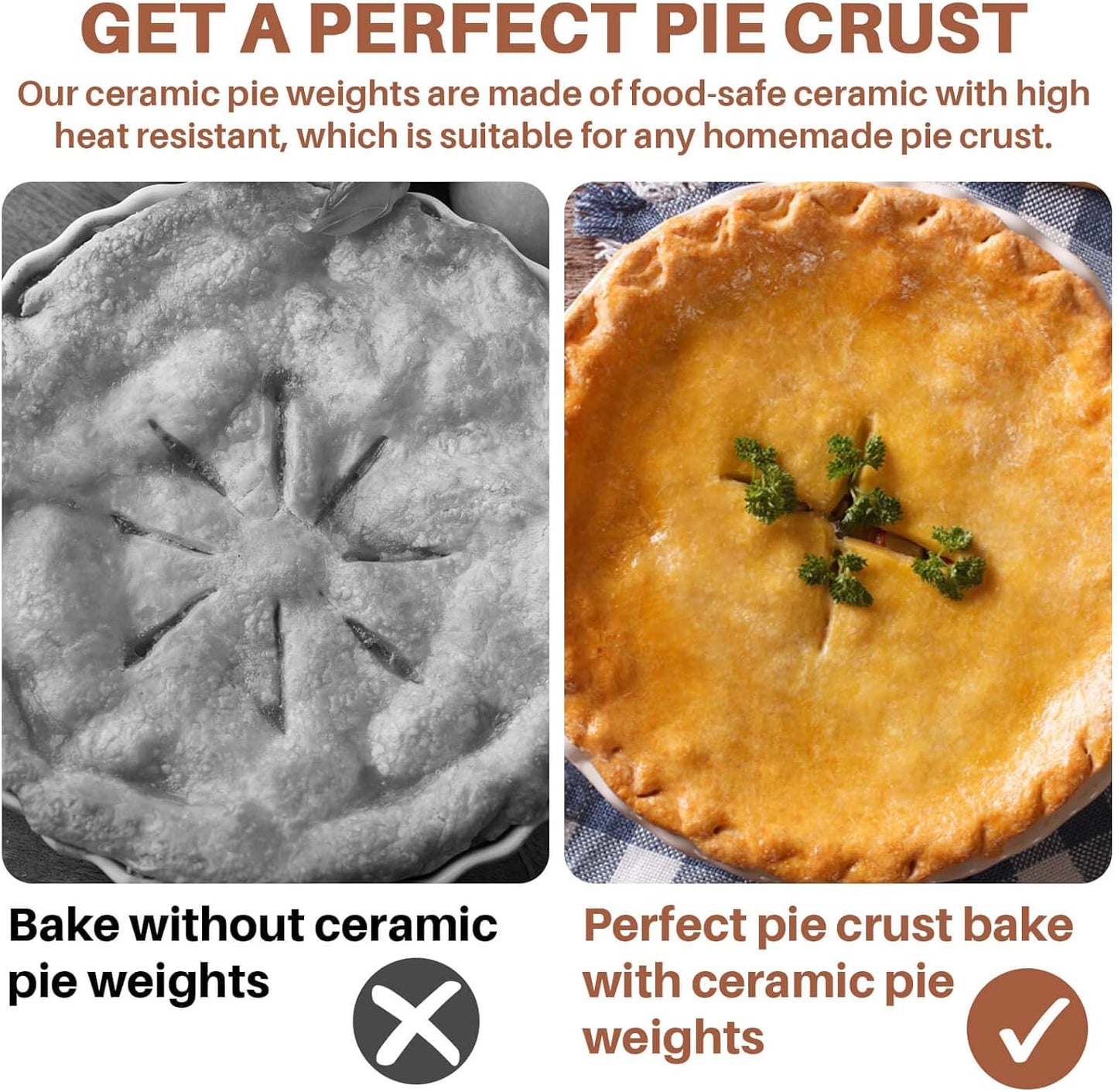 Sukh 1LB Pie Weights for Baking - Pie Crust Weights Ceramic Baking Beans for Reusable Natural Ceramic Stoneware Homemade Kitchen Must Have Round Household Steam Oven Stone