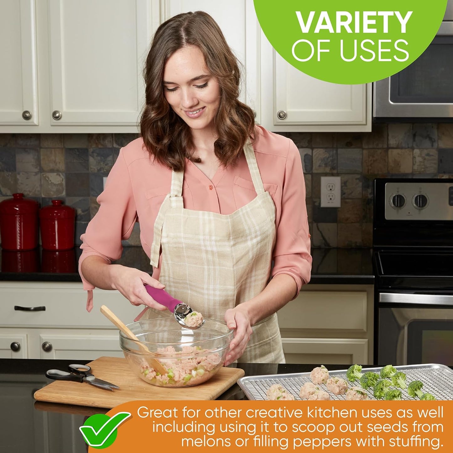 Spring Chef Heavy Duty Metal Ice Cream Scoop with Non-Slip Handle, Premium Ice Cream Spade for Frozen Yogurt, Gelato, Sorbet, Sundae, Melon, Cookie Dough - Dishwasher Safe Kitchen Tool - Magenta