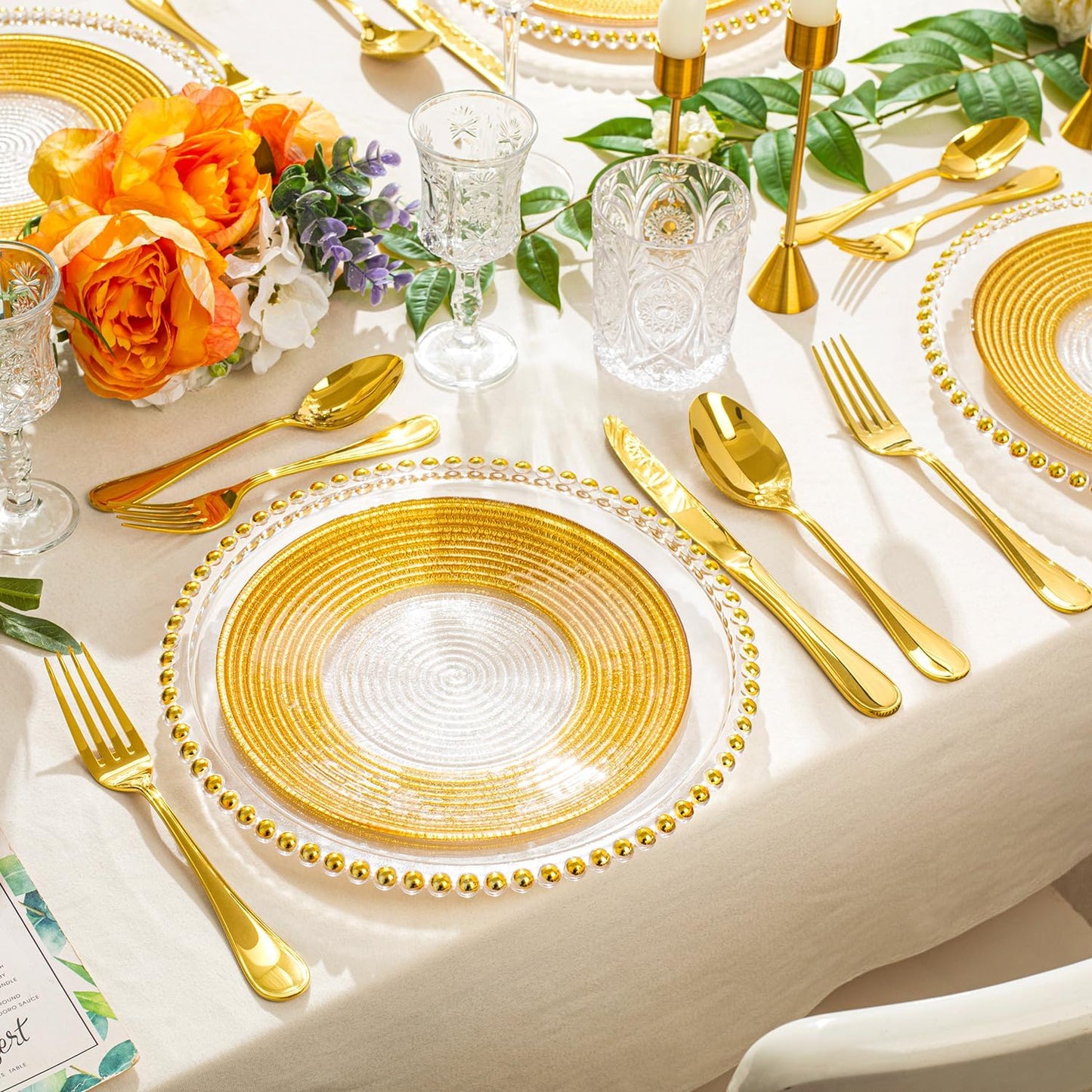 KINGSTONE 60 Piece Teardrop Silverware Set for 12, 18/10 Stainless Steel Flatware Set, Modern Design Cutlery Set for Home/Hotel/Wedding,Mirror Polished and Dishwasher Safe, Gold