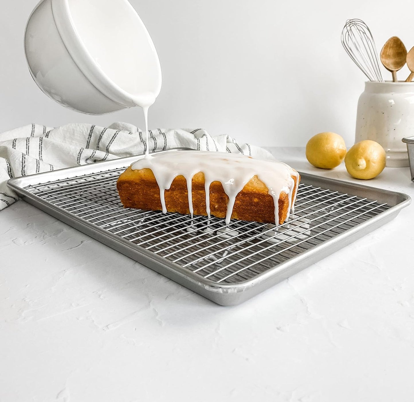 USA Pan Jelly Roll Baking Pan and Bakeable Cooling Rack, Nonstick Commercial Quality