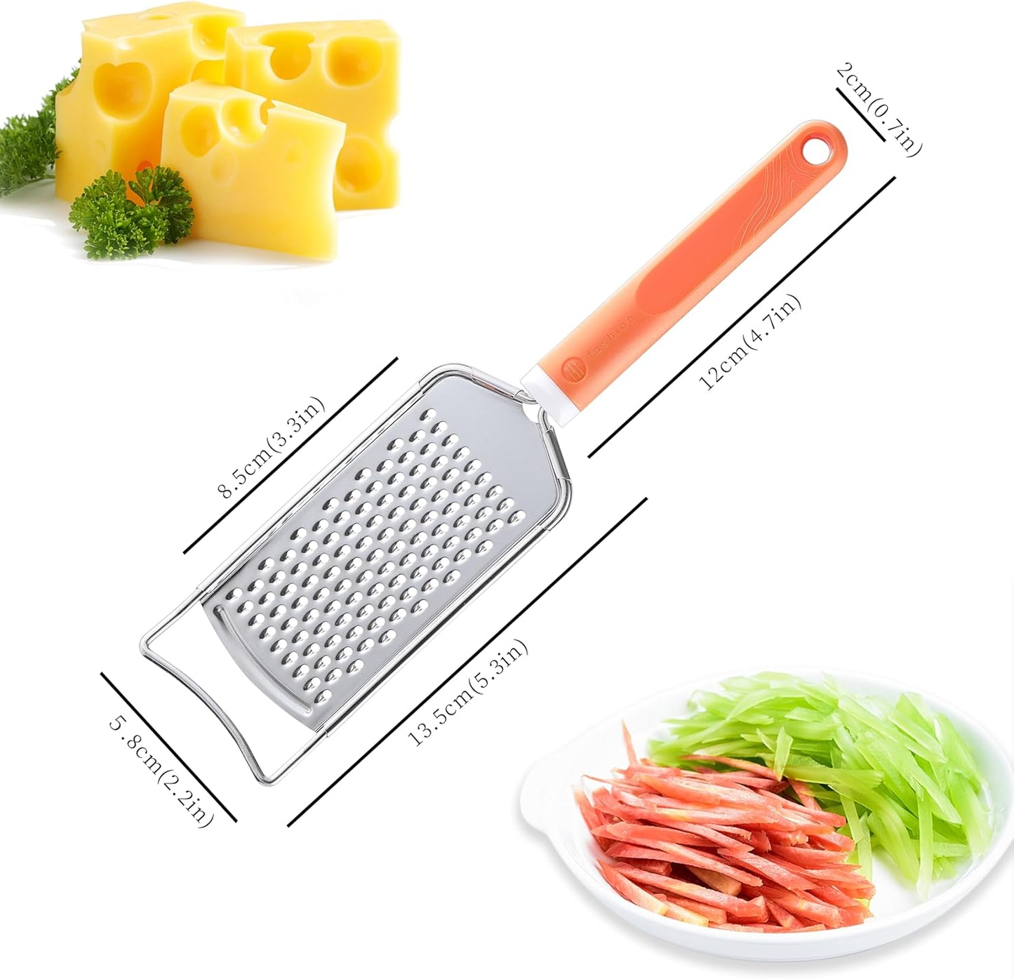 Cheese Grater with Handle, Vituer Stainless Steel Graters for Kitchen, Cheese Grater Lemon Zester Handheld, Great for Cheese, Ginger, Chocolate, Spices and More, Dishwasher Safe