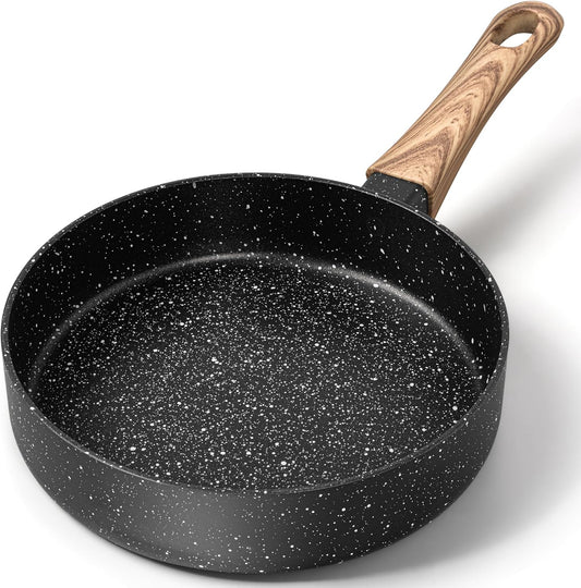 MICHELANGELO Small Frying Pan Nonstick - 6 Inch Single Egg Frying Pan, Mini Skillet with Stay-Cool Handle, Non-Toxic Omelette Pan, Black