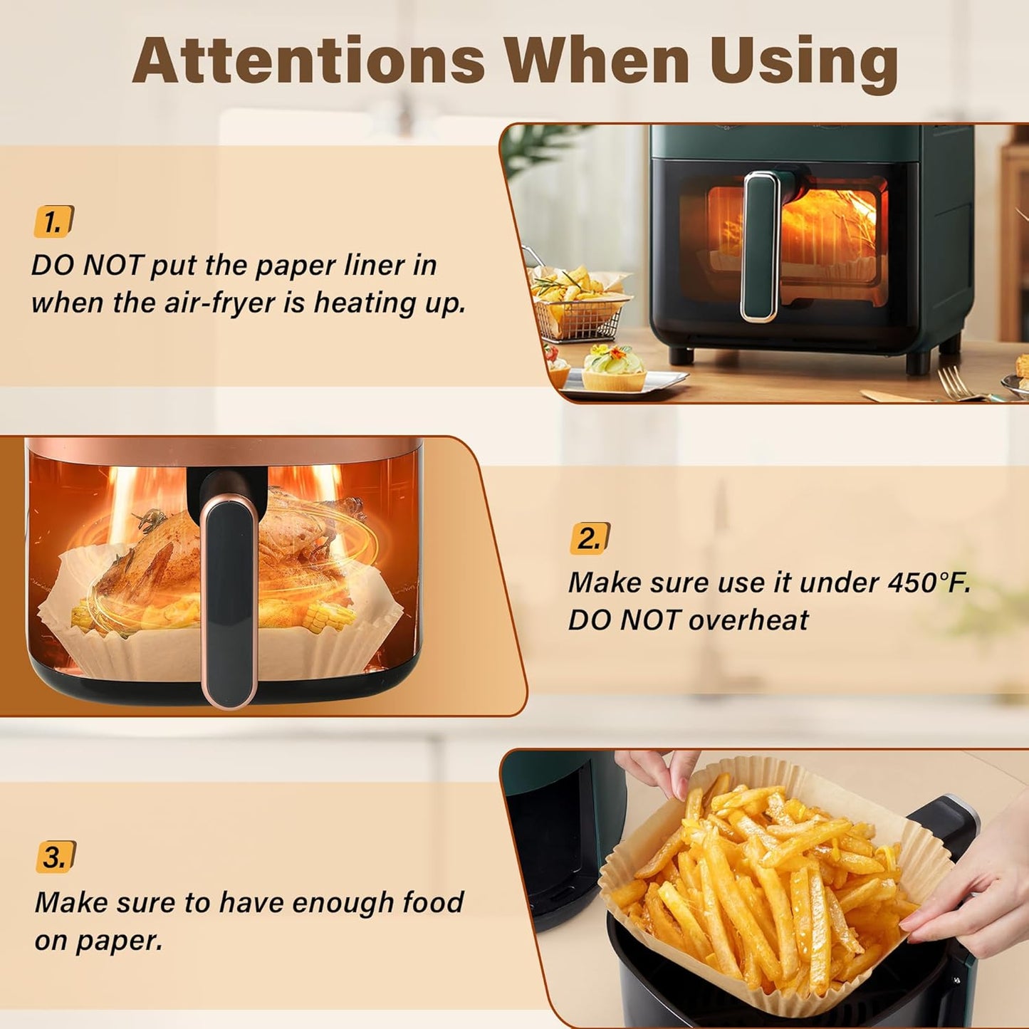 Air Fryer Liners Disposable, 250pcs Non-stick Disposable Airfryer Liners, 8 Inch Unbleached Parchment Paper, Square Air Fryer Paper Liners for 5-8QT Air Fryer, Baking, Roasting Microwave