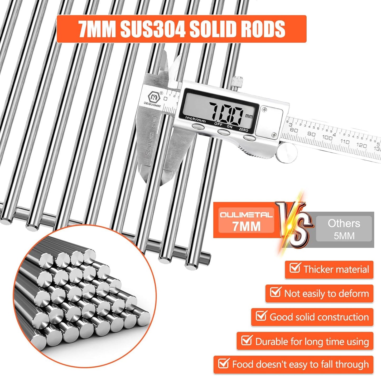 Grill Parts for Weber Genesis 300 Series, 19.5”Grill Grates & Flavorizer Bars, Heat Deflector for Weber E/S310, 320, 330 with Front Control Knobs, Replacement for Weber 7528, 7524, 7620, 7622, 65505