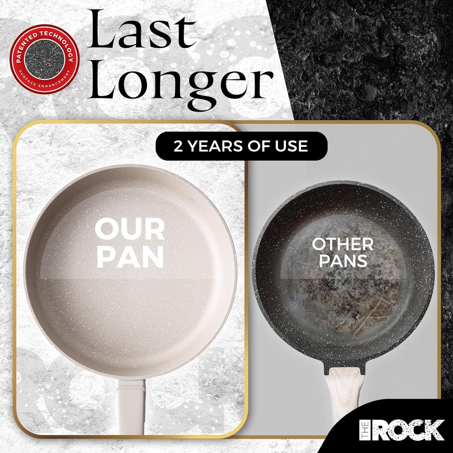 THE ROCK SOHO 8-Inch Ceramic Non Stick Frying Pan – Nothing Sticks, Never Warps, Lasts Longer, Non Toxic Skillet with Heat-Resistant Handle, PTFE PFOA & PFAS Free, Oven & Dishwasher Safe, Cream