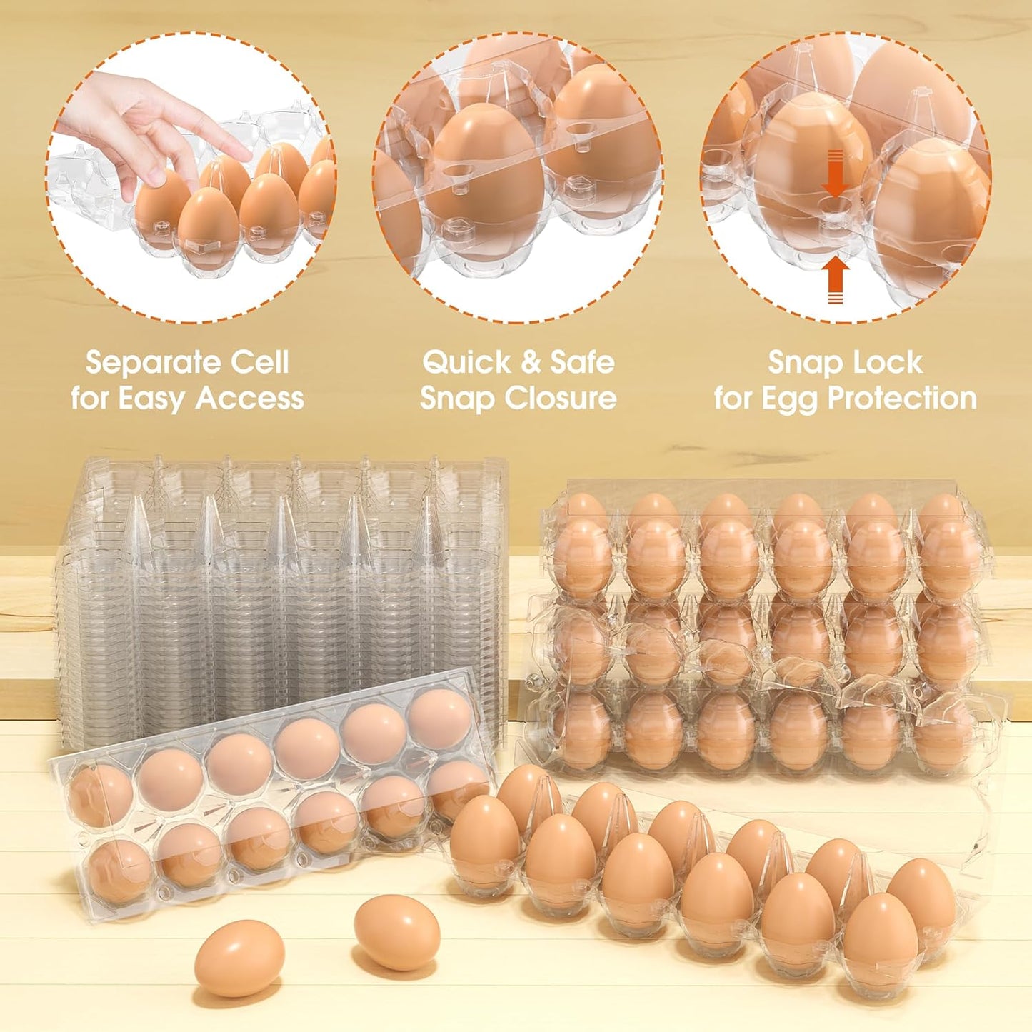 180 Pack Egg Cartons Cheap Bulk, 12 Count Clear Empty Egg Cartons for Fresh Chicken Eggs, 3x4 Grids Reusable Egg Holder Trays for Refrigerator Use, Chicken Farming, Family Storage and Market Purpose