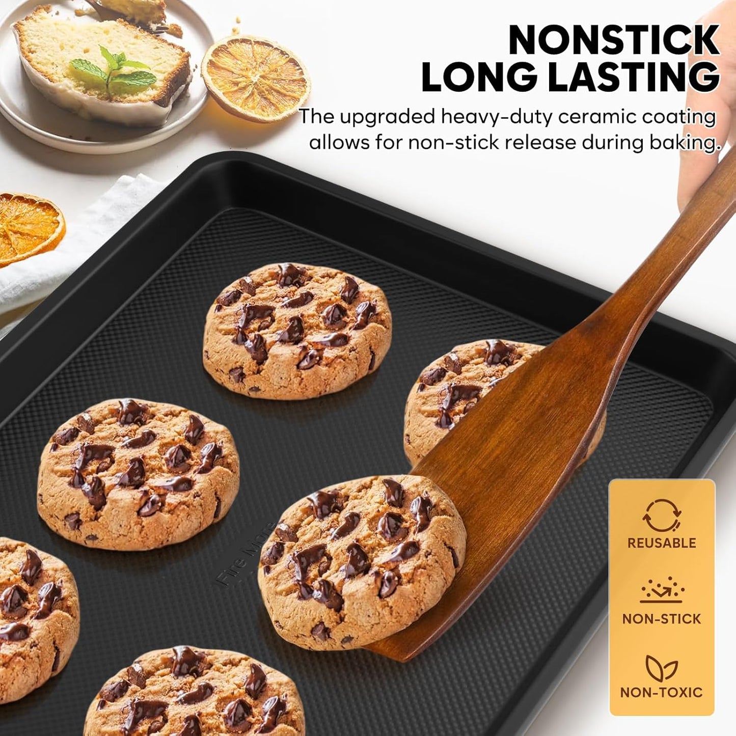 Cookie Sheet for Baking, Ceramic Quarter Baking Sheet Pan, Thicker Carbon Steel Baking Sheet Non Stick, 12.8 x 9 Inch Baking Tray for Oven