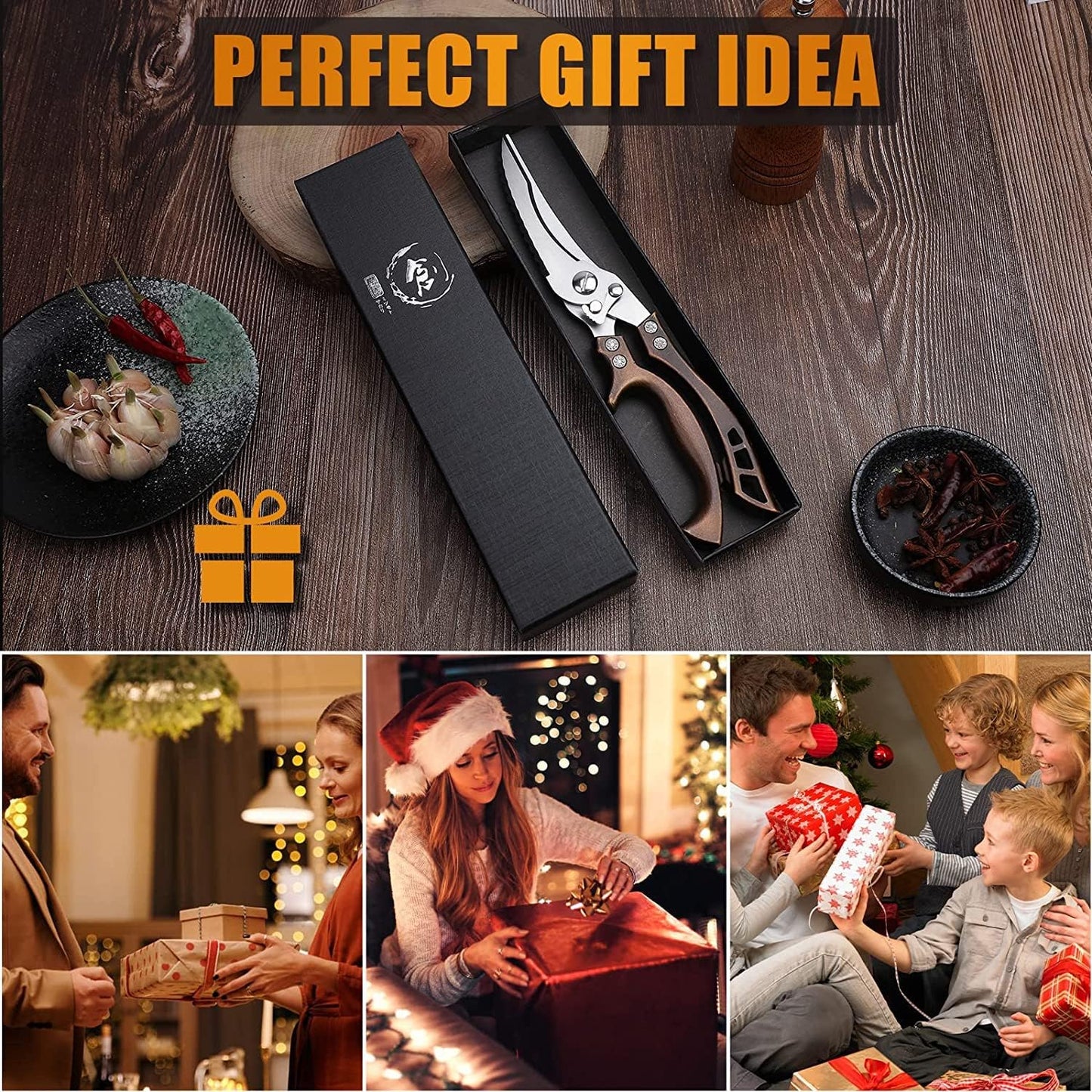 Heavy Duty Poultry Shears with Serrated Edge - For Chicken, Bone, Meat, Turkey, Fish - No Rust, Spring Loaded, Stainless Steel Kitchen Scissors