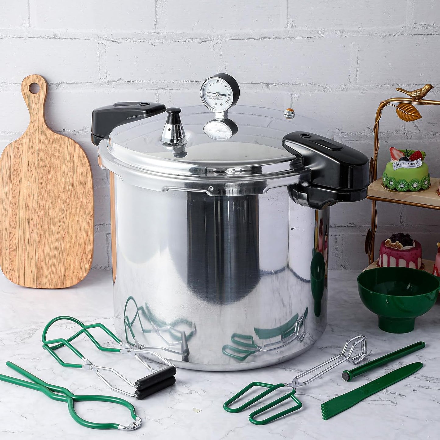 24qt Pressure Cooker for Canning Pressure Canner Supplies Kit, 6 Canning Supplies with Pressure Panner Stainless Steel Steam Rack Gauge for Canning, Silver