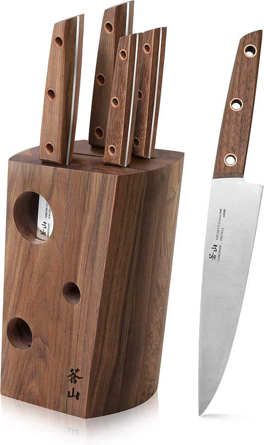 Cangshan W Series 6 Piece German Steel Knife Block Set, Walnut