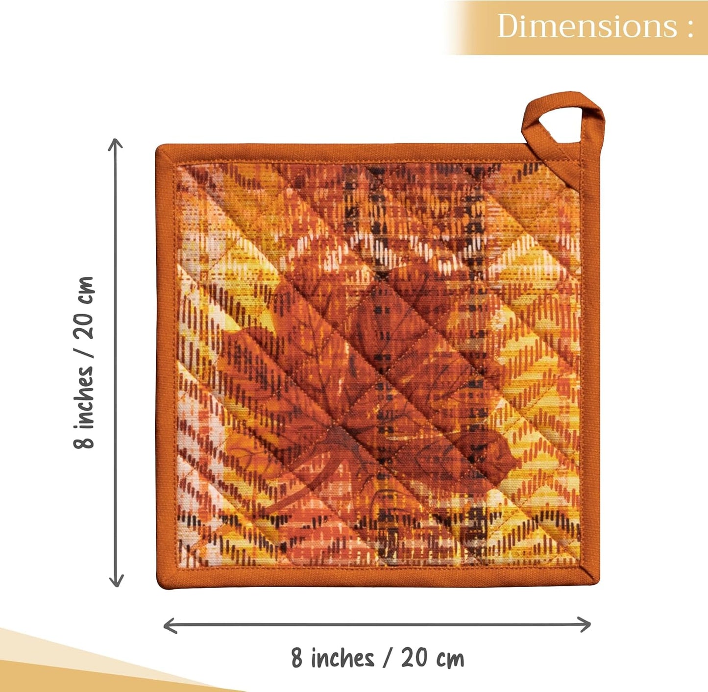 Maison d' Hermine Pot Holder 100% Cotton Potholder Heat Resistant (8"x8") with Loop Hot Pads for Gifts, Kitchen, Baking, Chef, Barbeque & Microwave, Thanksgiving Tartan - Thanksgiving/Christmas