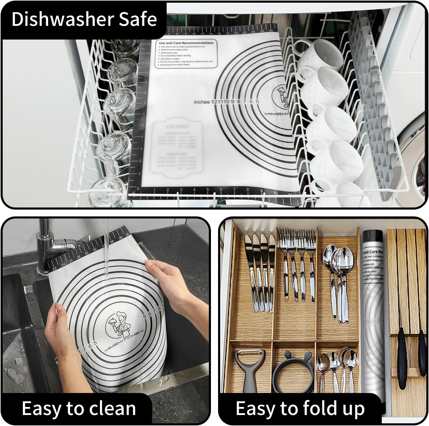 Silicone Dough Mat, Macaron Cookie Pizza Baking Mat for Oven, Non Stick Pastry Mat for Rolling Dough Non Slip, Bread Mat for Kneading, Reusable