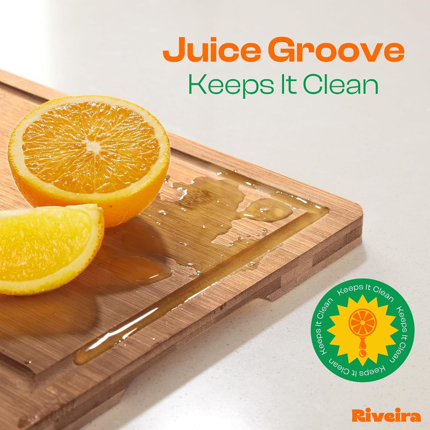 Riveira Brown Bamboo Wood Cutting Board – Gourmet Bamboo Grandeur: 20 x 30 Wooden Cutting Board – Wooden Cutting Boards For Kitchen Decorative – Innovative Juice Grooves Wooden Chopping Board