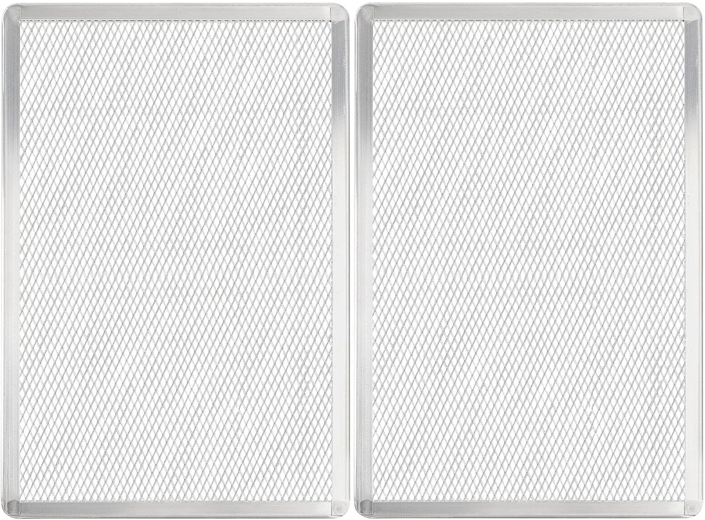Pizza Screen 11 x 16 Inch 2 Pack Rectangular Aluminum Pizza Pan Restaurant-Grade Flatbread Screen Pizza Crisper Pan,Oven-Safe