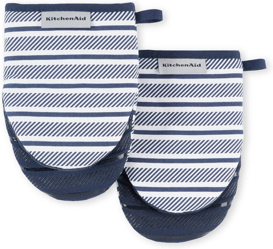 KitchenAid Albany Mini Oven Mitt 2-Pack Set, Ink Blue, 5.5"x8"