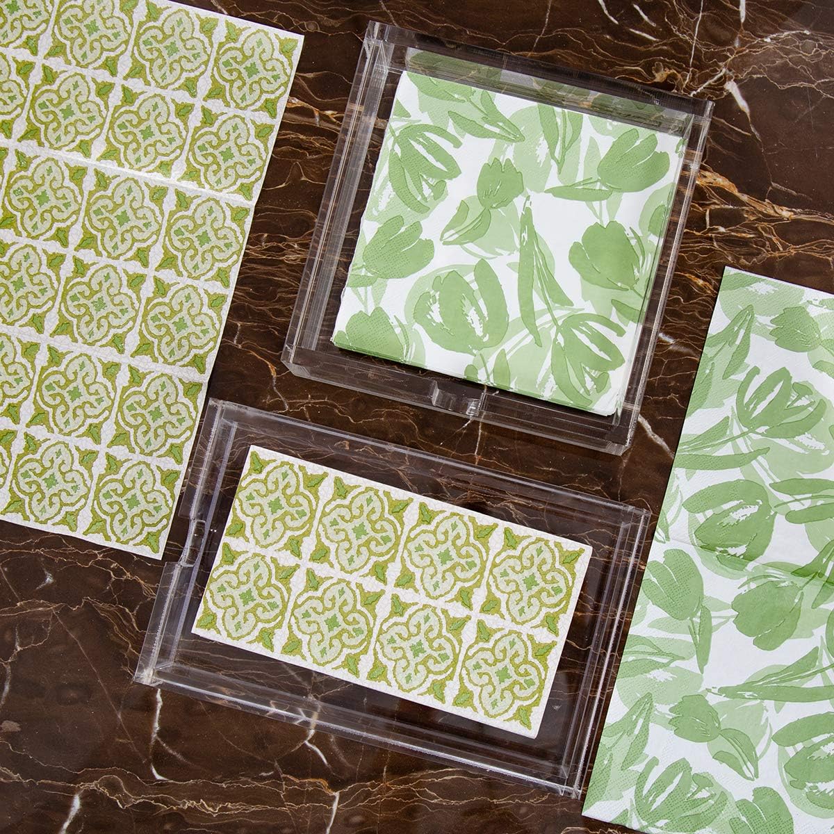 CY craft Acrylic Guest Towel Napkin Holder,Clear Bathroom Paper Hand Towels Storage Tray Modern Buffet Napkin Caddy,Fancy Flat Napkin Holders For Kitchen or Dining Room,9.5 x 5.5x 2.6 Inch,Pack of 1