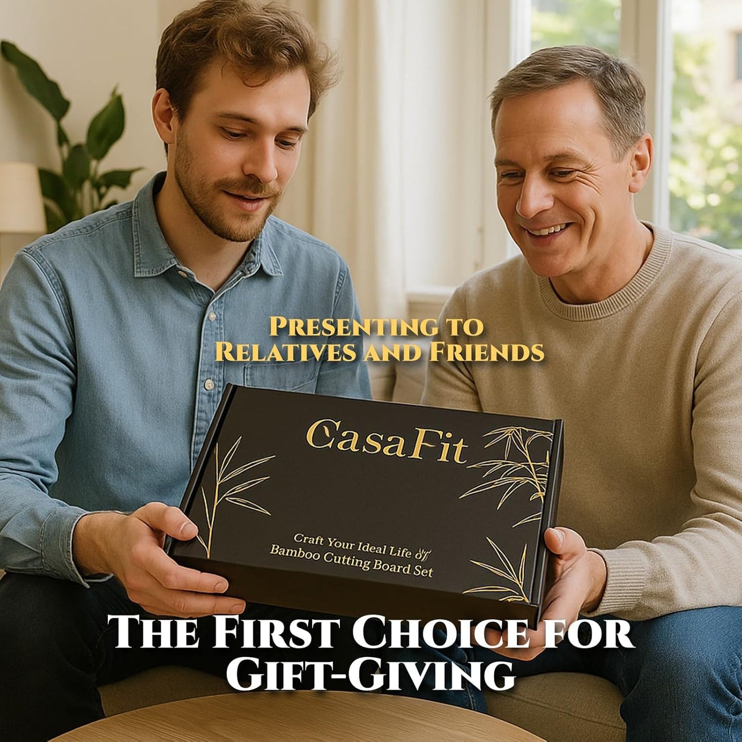 Bamboo Cutting Board 3-Piece Set with Juice Grooves – Non-Slip Wooden Chopping Boards for Kitchen & Housewarming Gfit, Multi-Size Serving Tray for Meat, Vegetables, Fruits