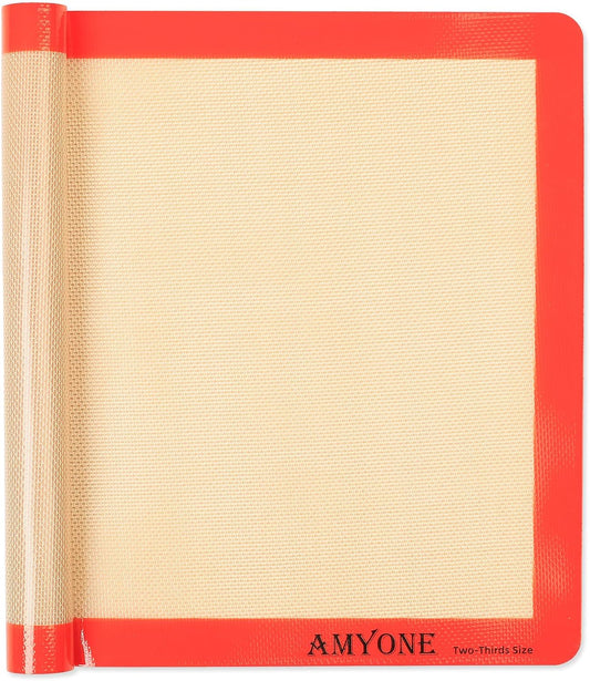 AMYONE Silicone Baking Mats for Two Thirds Size Pan, 2/3 Non-Stick Silicone Baking Sheet Liners for Cookies/Pastries/Chicken/Vegetables, Food Grade Silicone Mat for 15 x 21-inch Big Sheet, 1 PCS