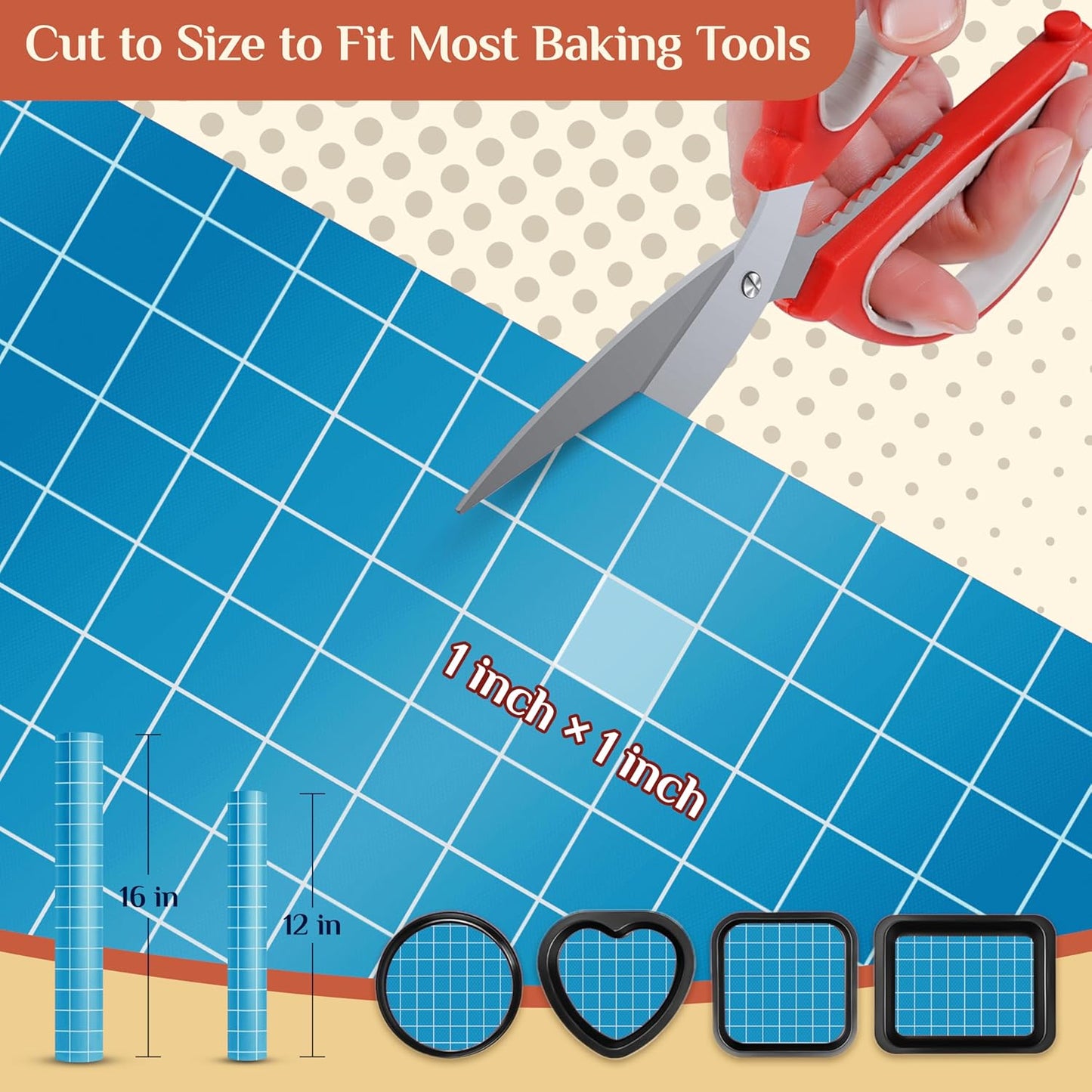 Silicone Baking Mat, 16 IN x 6 FT Free Cutting Baking Sheet, Non-Stick Reusable Dough & Pastry Mat, Non-Slip Silicone Mat Roll for Air Fryer Liner, Freeze Dryer, Oven Baking Pan, Kitchen Counter