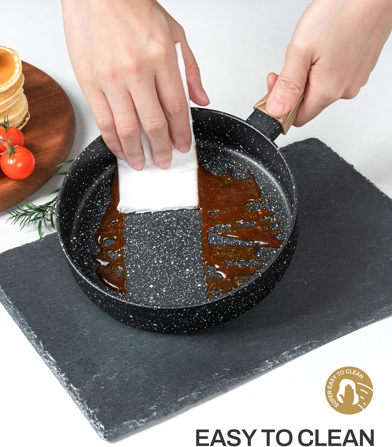 MICHELANGELO Small Frying Pan Nonstick - 6 Inch Single Egg Frying Pan, Mini Skillet with Stay-Cool Handle, Non-Toxic Omelette Pan, Black