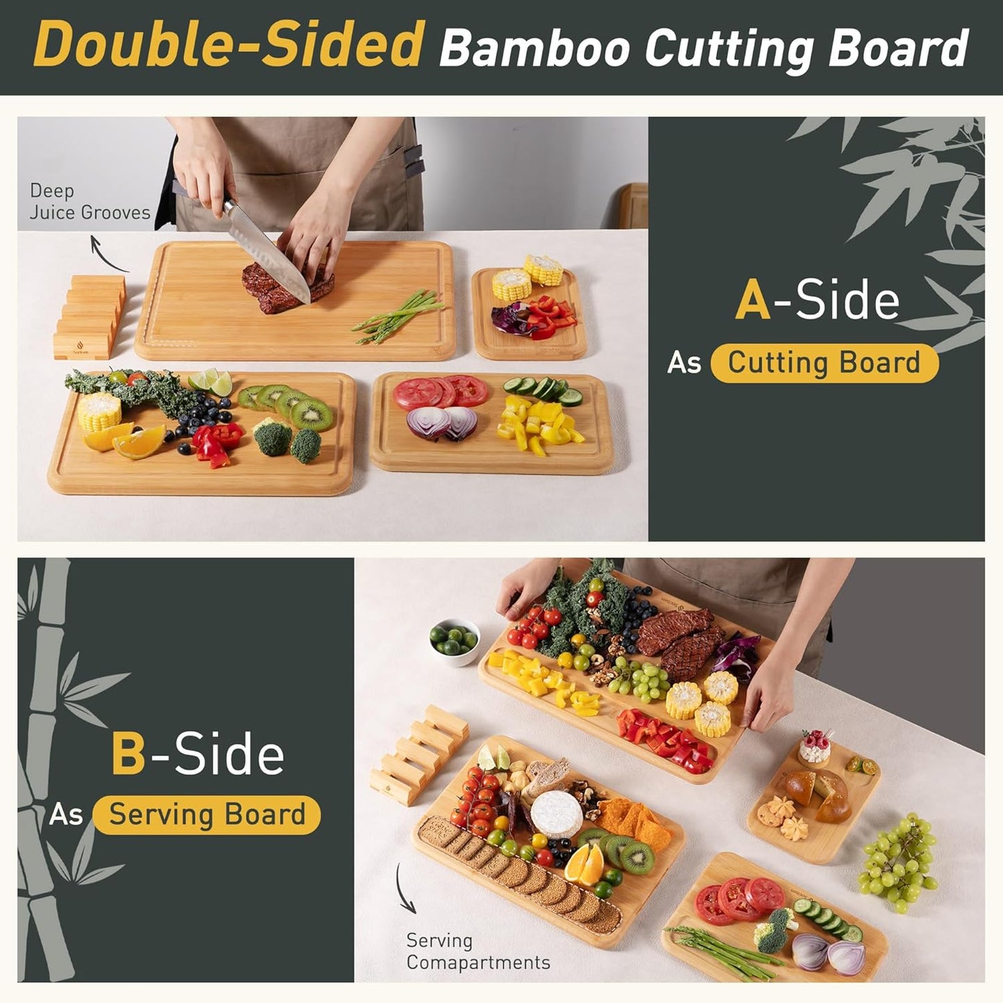 4 Packs Bamboo Cutting Board Set with Holder Over Sink Day Gifts Best Mama Mommy Bonus Busy Mom Ever Christmas Xmas Birthday Law Step Stepmom Stepmother Who Have Everything Good Unique Useful Present