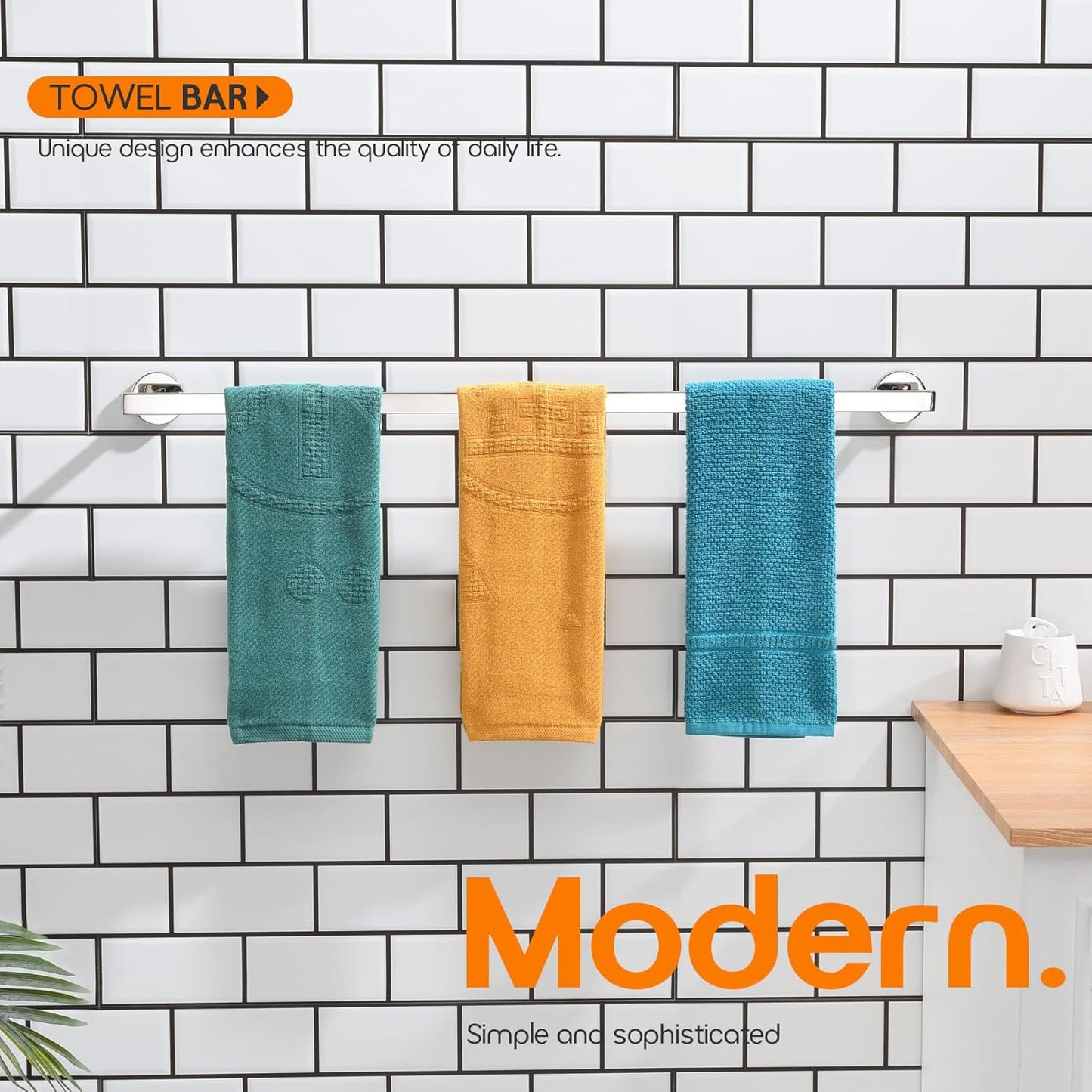 32 Inch Bathroom Towel Bar Bath Towel Rack Kitchen Towel Holder Long Towel Rails Wall Mounted SUS304 Stainless Steel Polished Chrome AN4001CH-L32