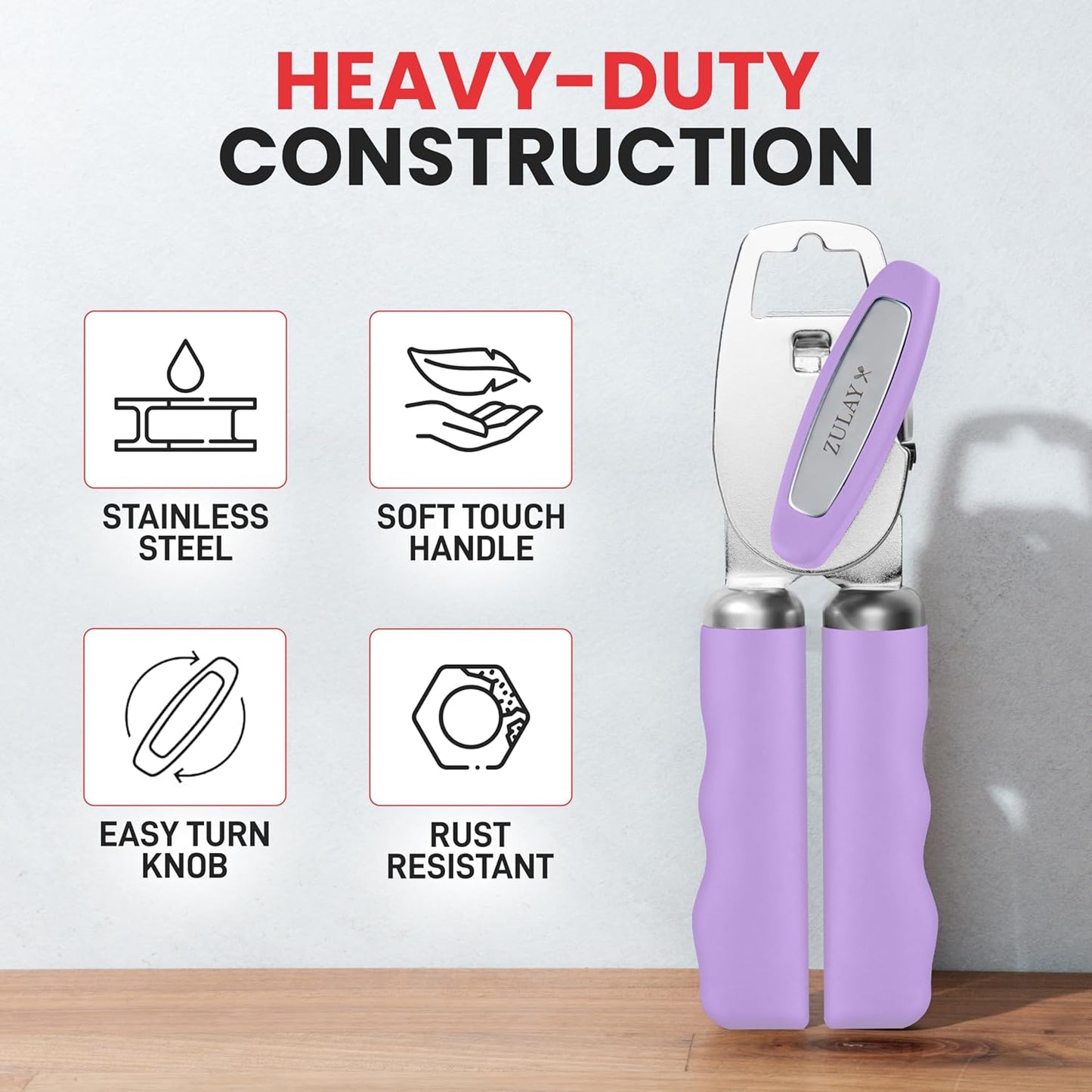 Zulay Kitchen Manual Can Opener with Bottle Opener with Turn Knob