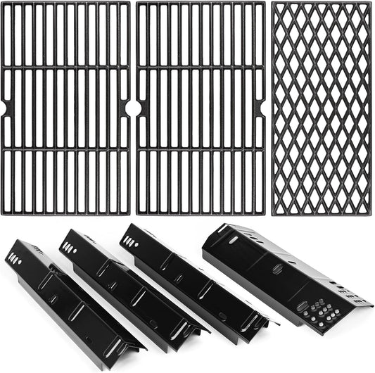 Uniflasy Grill Grates Heat Plates for Dyna-Glo 4 Burner DGH450CRP DGH451CRP Grill Parts for Dyna Glo 70-01-911 70-02-411 70-02-412 Porcelain Steel Heat Plates Replacement Part for Dyna-Glo