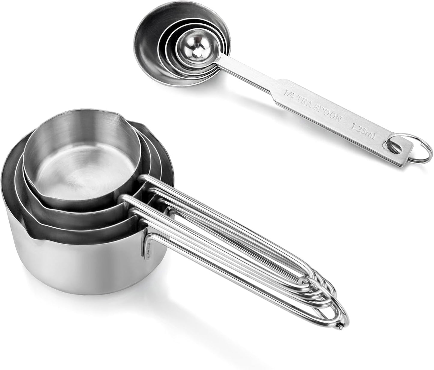 New Star Foodservice 42917 Stainless Steel 8-Piece Measuring Cups and Spoons Combo Set