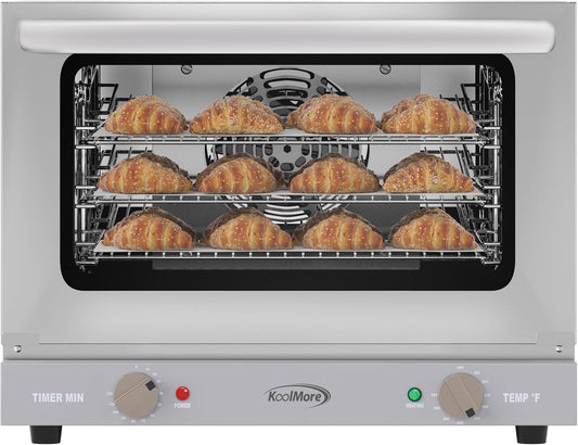 KoolMore 19 in. Countertop Convection Oven for Quarter-Size Pans with 3 Racks 1440W of Power in Stainless-Steel, 0.8 cu. ft. ETL Listed (KM-CTCO-08)