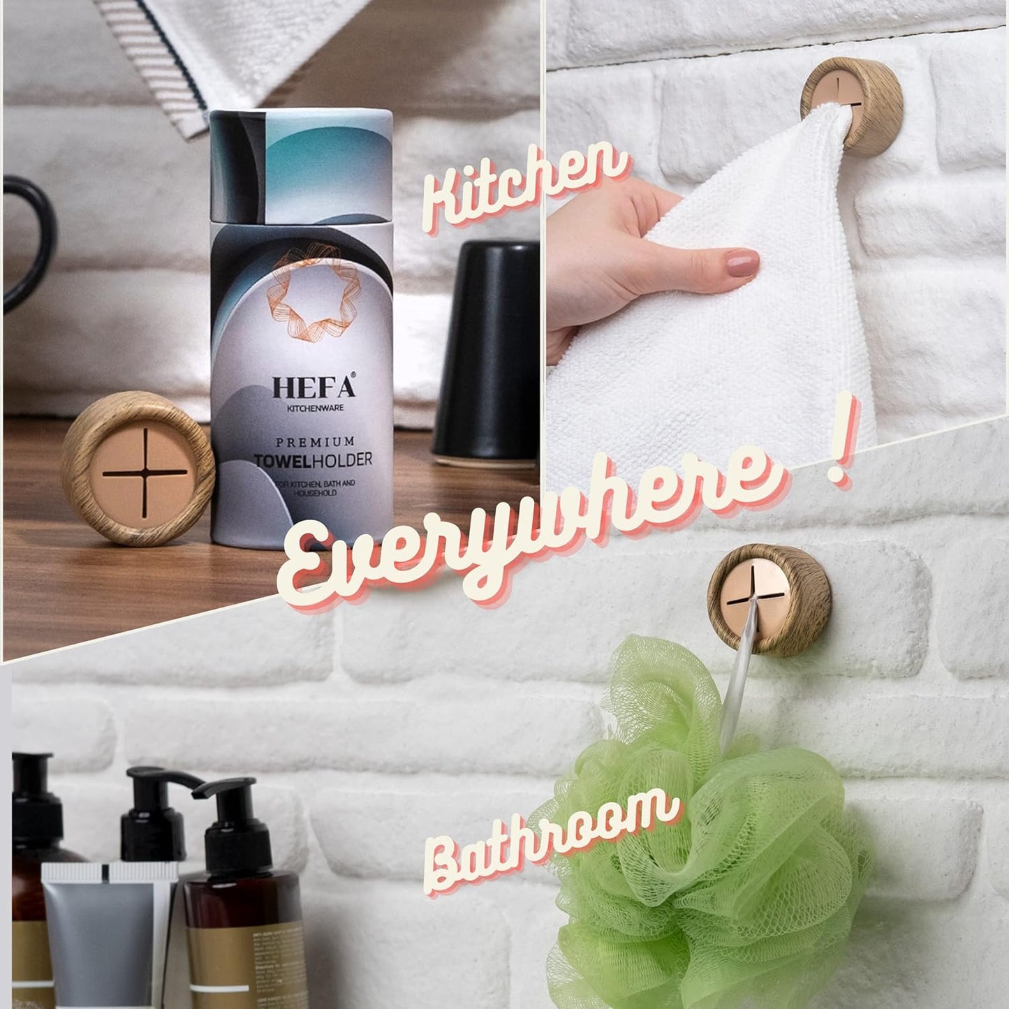 HEFA Towel Holder, Towel Hooks, Dish Towel Holder, Kitchen Organization, Bathroom Accesories, Kitchen Towel Hook, Kitchen Towel Holder, Christmas Gift, Kitchen Gadgets 4 Pack