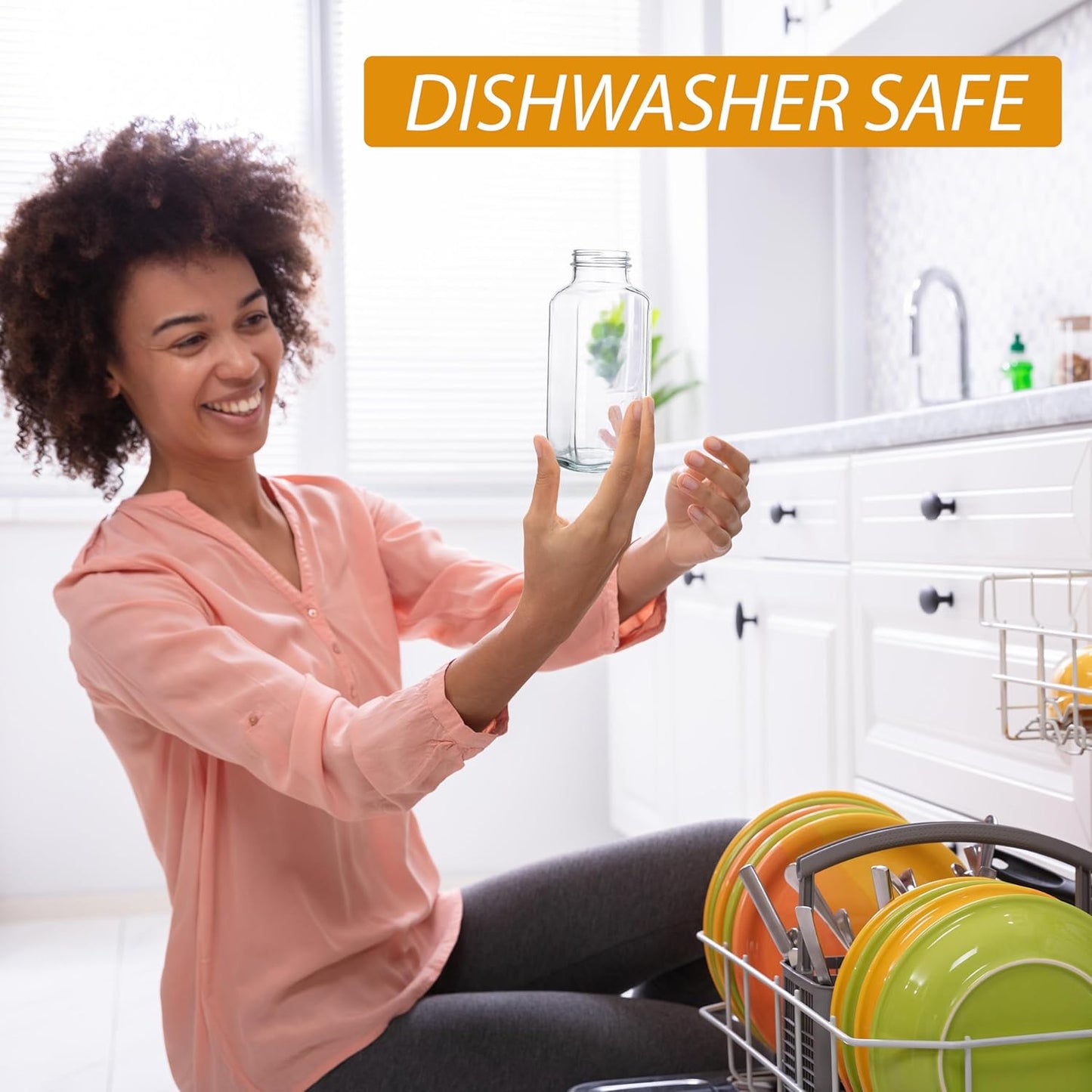 Juice Bottles with Lids, 16 Oz - Set of 3 - Clear Glass Jars with Caps - Reusable Empty Drink Containers for Juicing, Smoothies, Water, Milk, Kombucha Storage, Wellness Shots and More (3)