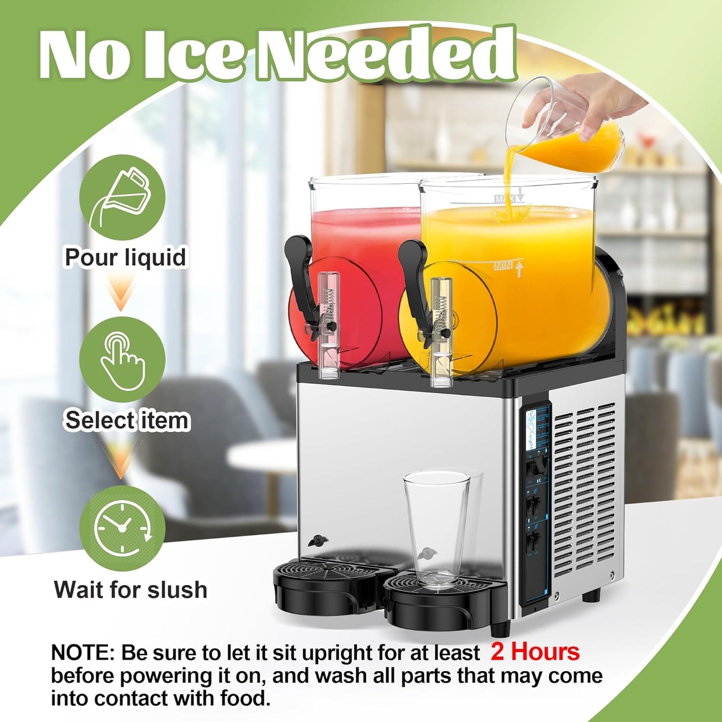 Commercial Slushie Machine, Slushy Machine for Home, 24L Slushie Maker Frozen Drink Maker, No Ice Need, Kitchen Appliances, Slush Cocktail Margarita, Smoothie Machine, Party Bar Amusement Park