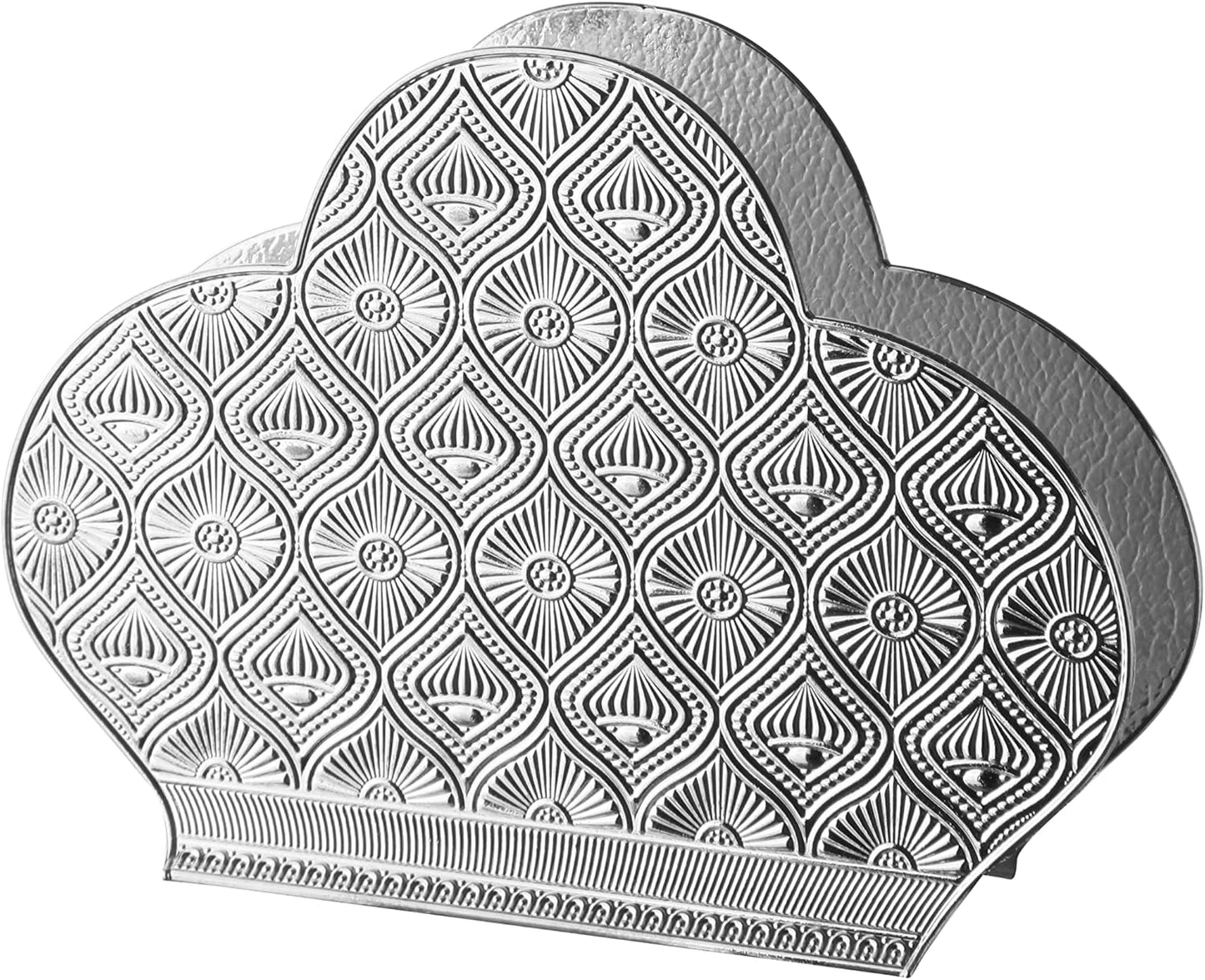 Alisveristime Zamac Napkin Holder – Decorative Elegant Metal Napkin Organizer for Table or Countertop Use (Silver)