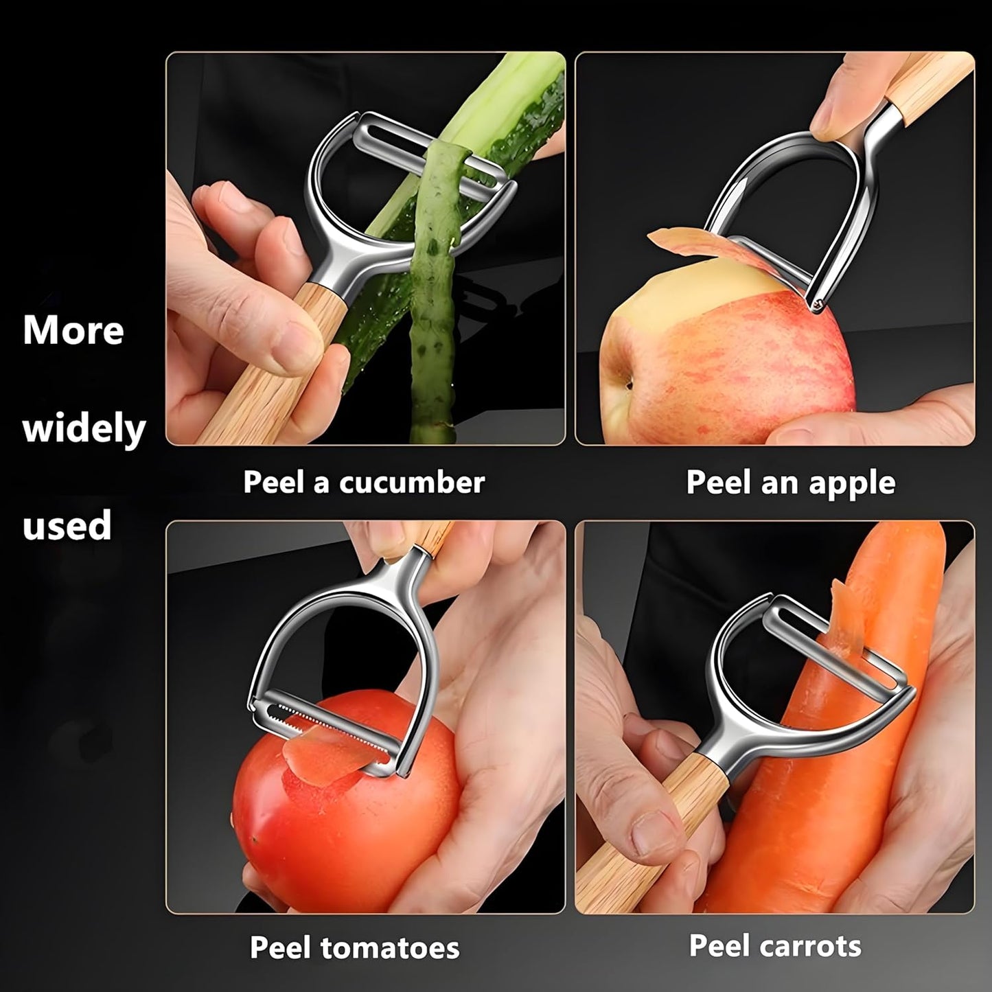 Vegetable peeler, stainless steel Y peeler, suitable for potato and fruit, vegetable peeler, ergonomic non-slip handle, super sharp powerful blade, solid wood handle