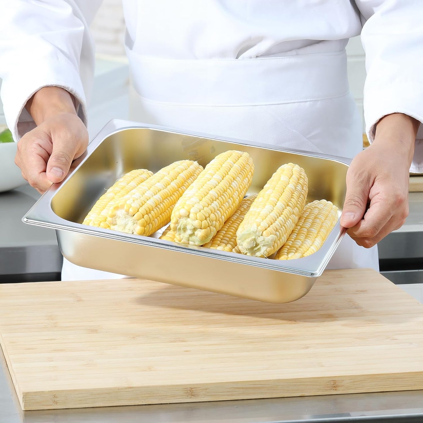 6-Pack 1/2 Size Stainless Steel Catering Pan, 2.5 Inch Deep Hotel Pan for Restaurant, Buffet, Party Supplies