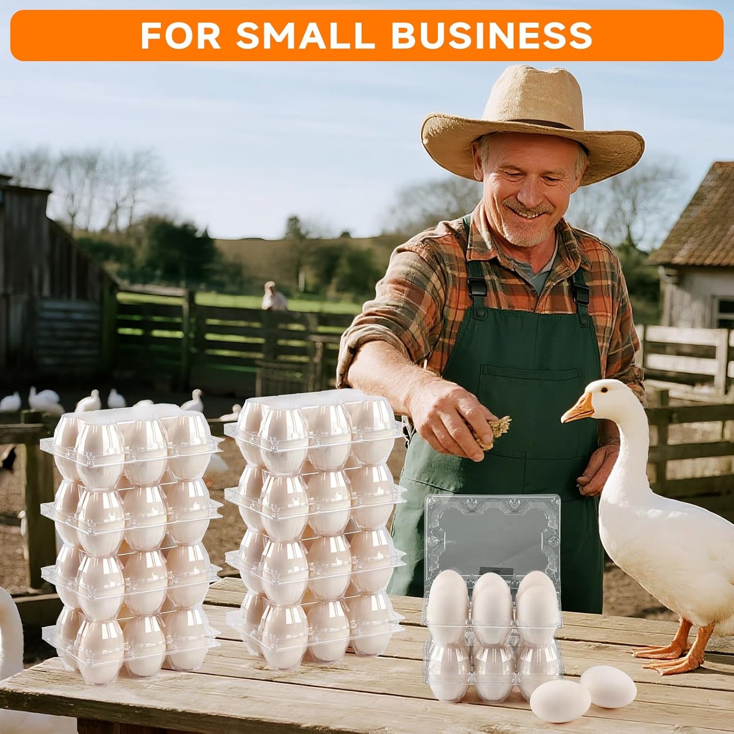 120Pack Jumbo Egg Cartons Duck Egg Cartons Extra Large Egg Containers XL Egg Tray Holders for Home Ranch Chicken Farm, Commercial Business Market Display, 2x3 Grids