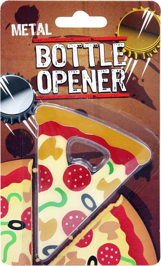 Island Dogs Pizza Shaped Bottle Opener - Stainless Steel, Novelty Design, Perfect for Pizza Lovers, Tailgates, Funny Kitchen Gadget Collectors, White Elephant Gifts