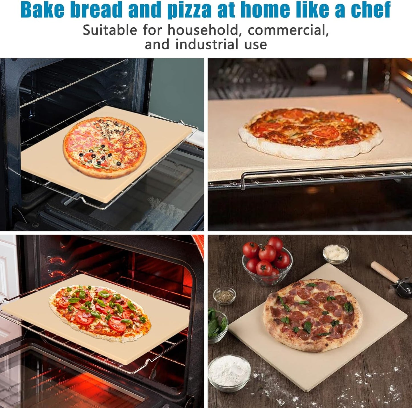 Extra Large Pizza Stone 22" x 14",Rectangular Pizza Grilling/Baking Stone 22 Inch,Industrial Commercial Home Oven Stone,Ideal for Grilling Baking Several Pizzas Bread